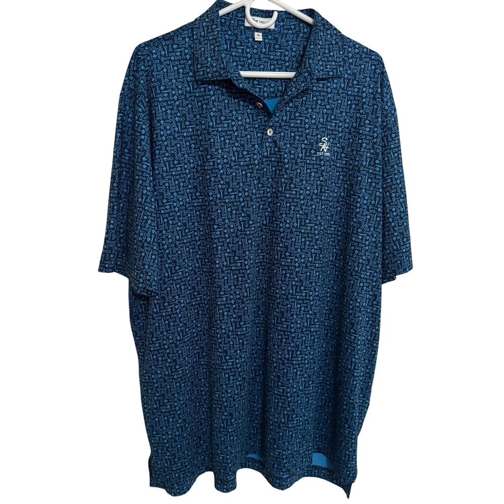 Peter Millar Summer Comfort Polo Shirt Mens XL Royal Blue Golf Performance LOGO*